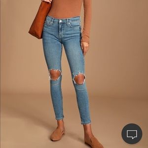Free People High Rise Distressed Skinny Jeans